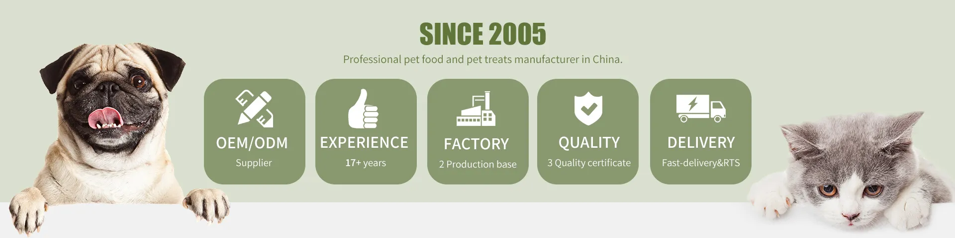 Dog Food Cat Food Pet treats manufacturer in China